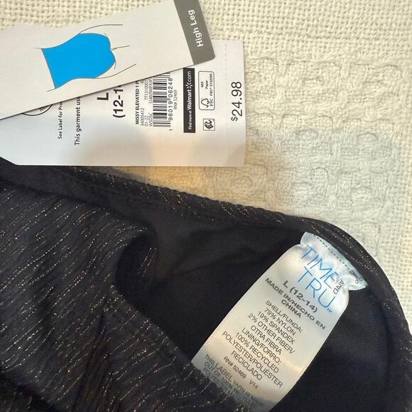 Time and Tru large cut out keyhole metallic shimmer one piece swimsuit SW 3030 - Picture 2 of 12